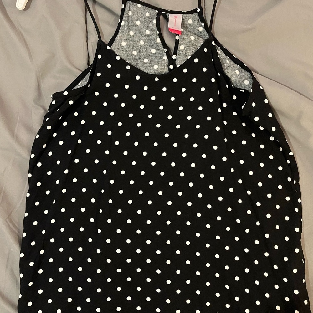 Polka Dot Sleeveless Top - Black and White